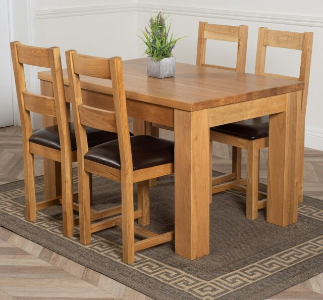 Rackhams Dakota Small Oak Dining Table with Lincoln Oak Chairs - Natural Oak - 4 chairs - image 1