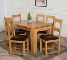 Rackhams Dakota Small Oak Dining Table with Lincoln Oak Chairs - Natural Oak - 4 chairs - thumbnail 5