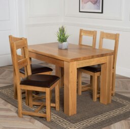 Rackhams Dakota Small Oak Dining Table with Lincoln Oak Chairs - Natural Oak - 4 chairs - thumbnail 3