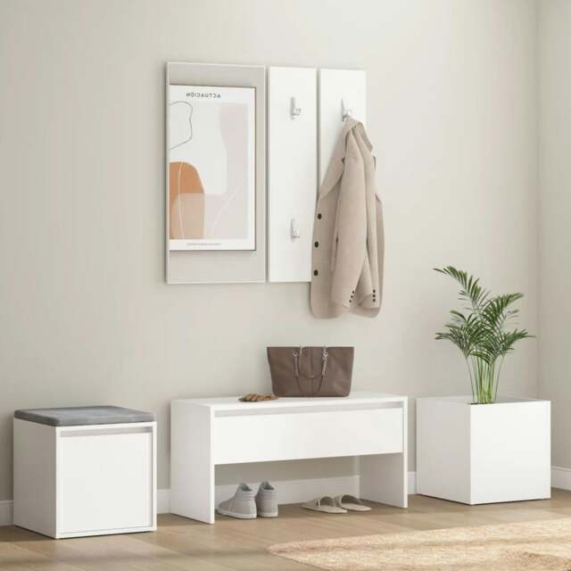 Rackhams Hallway Furniture Set White Engineered Wood