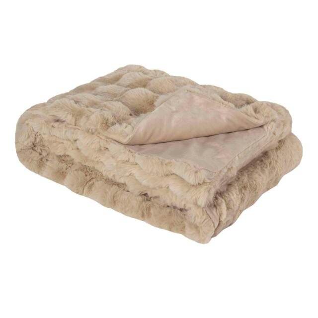 Rackhams Faux Fur Blanket Extra Soft Cosy Thermal Large Blanket 140x160cm - One Size - Natural - image 1