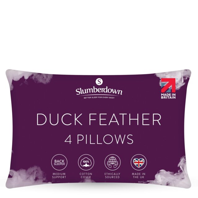 Rackhams Duck Feather Medium Support Pillow - 4 Pack - image 1