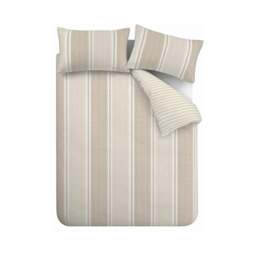 Rackhams Banded Stripe Reversible Duvet Cover Set Natural - King - Natural - thumbnail 5