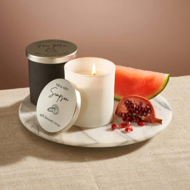 Rackhams Personalised Candle - Watermelon Pomegranate Scented - Black Jar - No - image 1