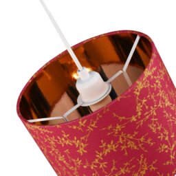 "Rackhams Modern Burgundy Cotton Fabric 10"" Lamp Shade with Copper Foil Floral Decoration" - thumbnail 3