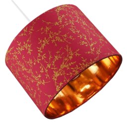 "Rackhams Modern Burgundy Cotton Fabric 10"" Lamp Shade with Copper Foil Floral Decoration" - thumbnail 4