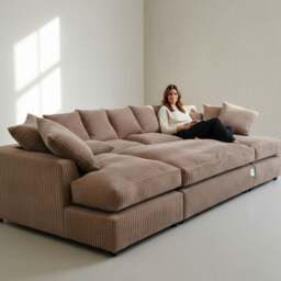 Rackhams Large Fibre Seat U-Shaped Double Sofa with Extra-Wide Footstool - Grey - thumbnail 4