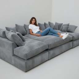 Rackhams Large Fibre Seat U-Shaped Double Sofa with Extra-Wide Footstool - Grey - thumbnail 2