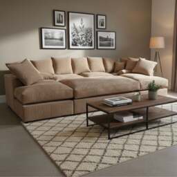 Rackhams Large Fibre Seat U-Shaped Double Sofa with Extra-Wide Footstool - Grey - thumbnail 3