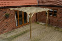 Rackhams Wall Mounted Wooden Pergola Kit - Dinasty Design - Natural (Light Green) - 3m x 4.2m - thumbnail 4