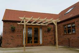 Rackhams Wall Mounted Wooden Pergola Kit - Dinasty Design - Natural (Light Green) - 3m x 4.2m - thumbnail 5