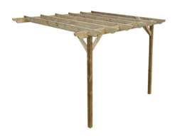 Rackhams Wall Mounted Wooden Pergola Kit - Dinasty Design - Natural (Light Green) - 3m x 4.2m - thumbnail 2