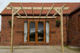 Rackhams Wall Mounted Wooden Pergola Kit - Dinasty Design - Natural (Light Green) - 3m x 4.2m - thumbnail 6