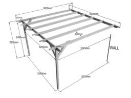 Rackhams Wall Mounted Wooden Pergola Kit - Dinasty Design - Natural (Light Green) - 3m x 4.2m