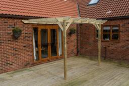 Rackhams Wall Mounted Wooden Pergola Kit - Dinasty Design - Natural (Light Green) - 3m x 4.2m - thumbnail 3