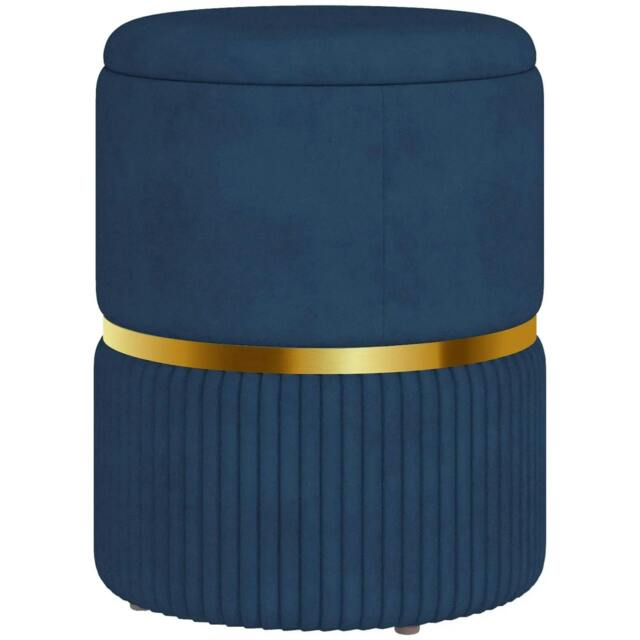 Rackhams Velvet-Feel Storage Ottoman - Blue - image 1