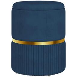 Rackhams Velvet-Feel Storage Ottoman - Blue - thumbnail 1