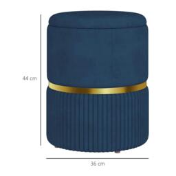 Rackhams Velvet-Feel Storage Ottoman - Blue - thumbnail 3