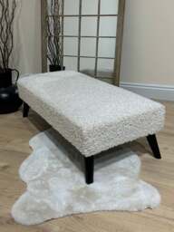 Rackhams Premium Teddy Bear Fluffy Creamy White Footstool Coffee Table Ottoman – Soft Plush, Stylish & Non-Storage - 19 x 17 Inches (48 x 43cm) - thumbnail 1