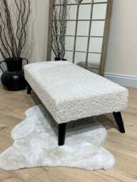 Rackhams Premium Teddy Bear Fluffy Creamy White Footstool Coffee Table Ottoman – Soft Plush, Stylish & Non-Storage - 19 x 17 Inches (48 x 43cm) - thumbnail 4