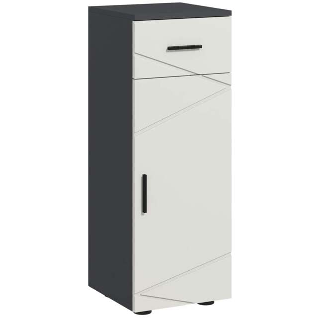 Rackhams Slim Bathroom Cabinet, Narrow Bathroom Storage Cabinet with Drawer, Door Cupboard, Adjustable Shelf and Soft Close Mechanism, Grey - image 1