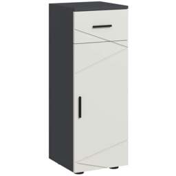 Rackhams Slim Bathroom Cabinet, Narrow Bathroom Storage Cabinet with Drawer, Door Cupboard, Adjustable Shelf and Soft Close Mechanism, Grey - thumbnail 1