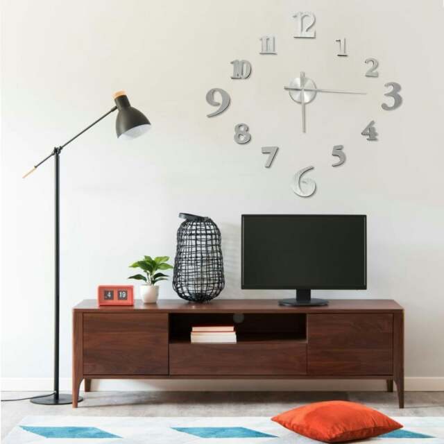 Rackhams 3D Wall Clock Modern Design Silver 100 cm XXL