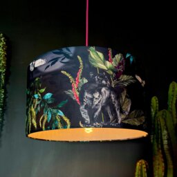 Rackhams Handmade Velvet Lampshade in Carbon - Ceiling Pendant / Arc Lamp - 45cm diameter x 25cm Height (18″ x 10″) - thumbnail 2