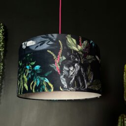 Rackhams Handmade Velvet Lampshade in Carbon - Ceiling Pendant / Arc Lamp - 45cm diameter x 25cm Height (18″ x 10″) - thumbnail 1