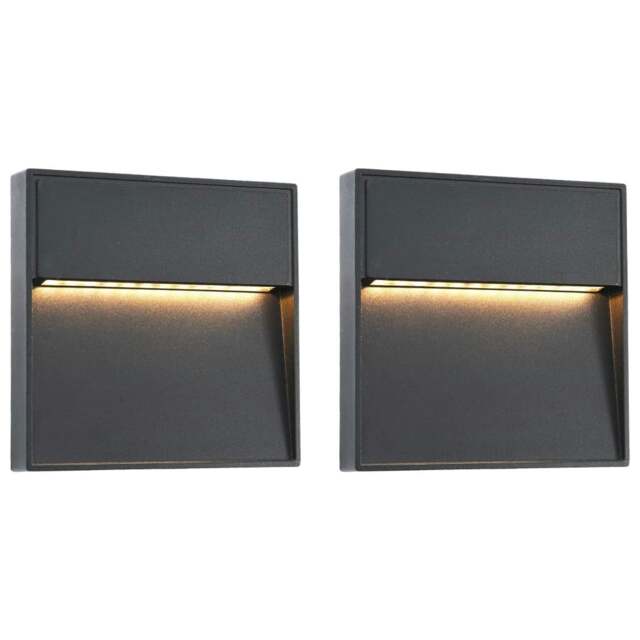 Rackhams Outdoor LED Wall Lights 2 pcs 3 W Black Square - image 1