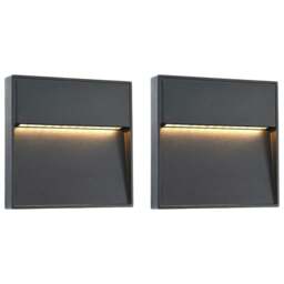Rackhams Outdoor LED Wall Lights 2 pcs 3 W Black Square - thumbnail 1