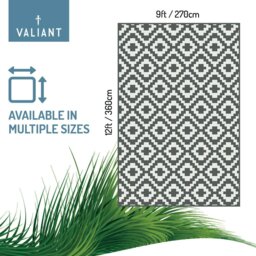 Rackhams Outdoor Waterproof Rug for Gardens, Patio and Decking - Geometric Grey - Grey and White Geometric Rug 360cm x 270cm - thumbnail 1