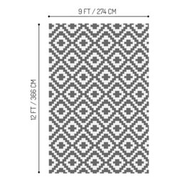Rackhams Outdoor Waterproof Rug for Gardens, Patio and Decking - Geometric Grey - Grey and White Geometric Rug 360cm x 270cm - thumbnail 6