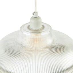 Rackhams Classic American Diner Clear Ribbed Glass Ceiling Pendant Light Shade - thumbnail 3