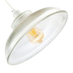 Rackhams Classic American Diner Clear Ribbed Glass Ceiling Pendant Light Shade - thumbnail 4