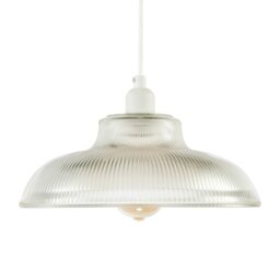 Rackhams Classic American Diner Clear Ribbed Glass Ceiling Pendant Light Shade - thumbnail 5