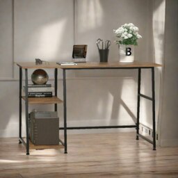 Rackhams Industrial Rustic Writing Desk With 2 Shelves - thumbnail 6