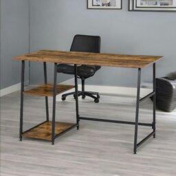 Rackhams Industrial Rustic Writing Desk With 2 Shelves - thumbnail 2