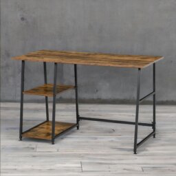 Rackhams Industrial Rustic Writing Desk With 2 Shelves