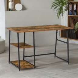 Rackhams Industrial Rustic Writing Desk With 2 Shelves - thumbnail 5