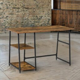 Rackhams Industrial Rustic Writing Desk With 2 Shelves - thumbnail 4