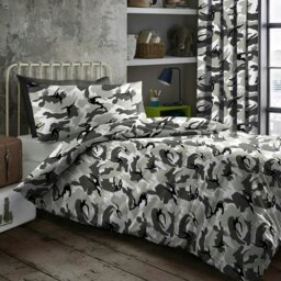 Rackhams Camouflage Printed Cotton Blend Duvet Cover and Pillowcase Set - Red - Single - thumbnail 4