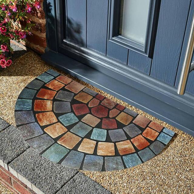 Rackhams Halfmoon Tile Barrier Doormat - Blue Edge - image 1