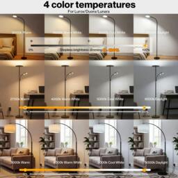 Rackhams Floor Lamp Dimmable Standing Reading Light LED Colour Temperatures Black - Arcis - thumbnail 5