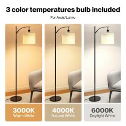 Rackhams Floor Lamp Dimmable Standing Reading Light LED Colour Temperatures Black - Arcis - thumbnail 4
