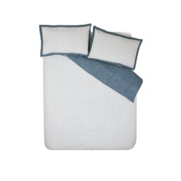 Rackhams Oxford Pinstripe Reversible Duvet Cover Set Navy Blue - Double - Navy Blue - thumbnail 5