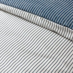Rackhams Oxford Pinstripe Reversible Duvet Cover Set Navy Blue - Double - Navy Blue - thumbnail 4