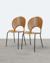 Rackhams A Set of 2 Conker Dining Chair, Solid Wood - Cherry Wood Color - A Set of 2 Chairs - NO PU Seat Pad - thumbnail 1