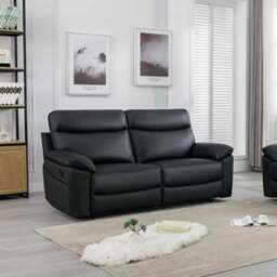 Rackhams Austin Genuine Leather Reclining Sofa Suite 3 + 2 - Taupe Grey - thumbnail 4