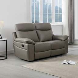 Rackhams Austin Genuine Leather Reclining Sofa Suite 3 + 2 - Taupe Grey - thumbnail 5